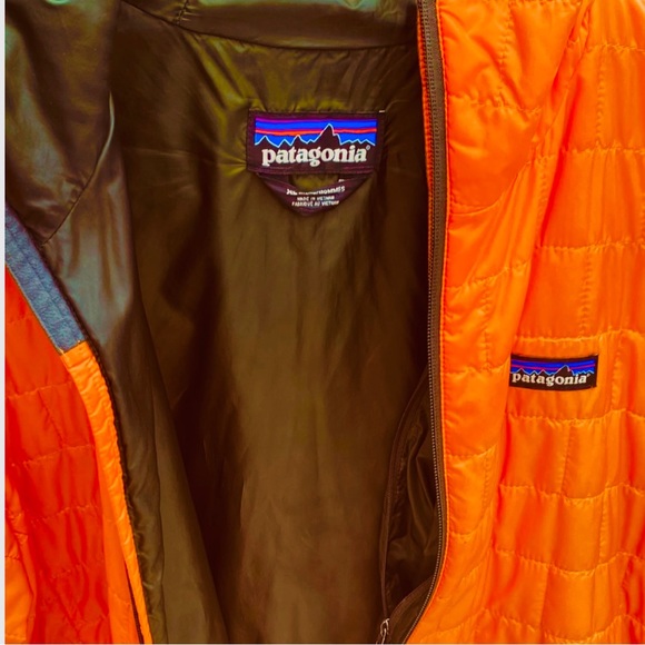 PATAGONIA MENS NANO PUFF HOODY XL SPORTY ORANGE/GREEN PRIMALOFT INSULATION NWOT - Picture 3 of 12